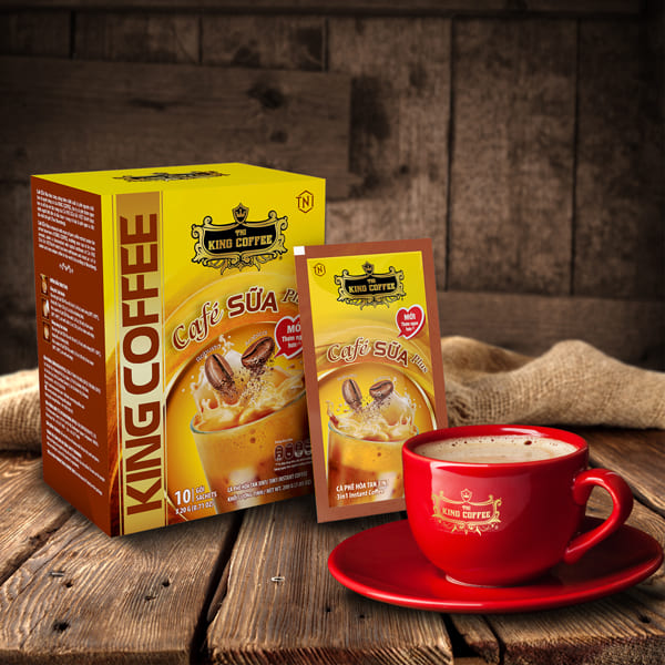 KING COFFEE Café SỮA Plus - Hộp 200g (1 dây x 10 sachets x 20g) -PC