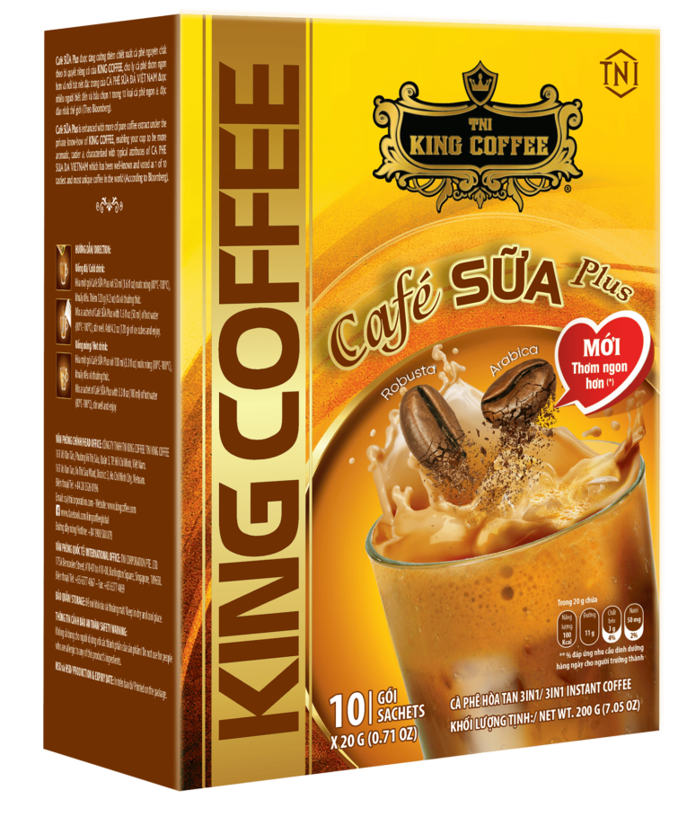 KING COFFEE Café SỮA Plus - Hộp 200g (1 dây x 10 sachets x 20g)- hộp 10sachets