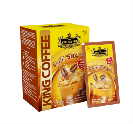 KING COFFEE Café SỮA Plus - Hộp 200g (1 dây x 10 sachets x 20g)_VE