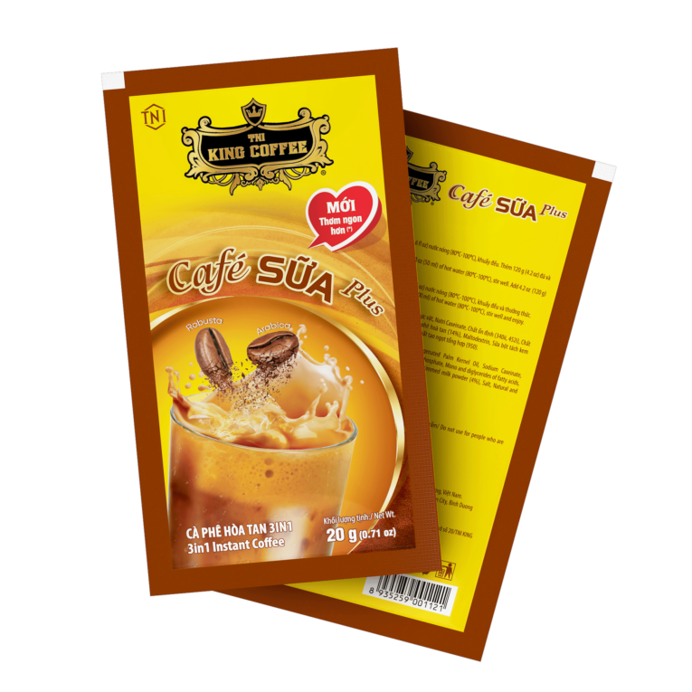 KING COFFEE Café SỮA Plus - Hộp nhựa 600g (3 dây x 10 sachets x 20g) - sachet