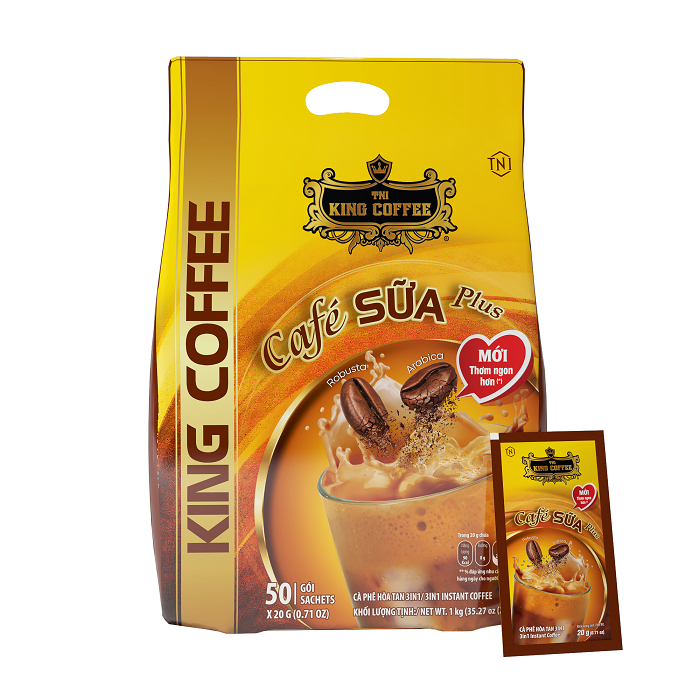 KING COFFEE Café SỮA Plus - Túi 1kg (50 sachets x 20g)_VE