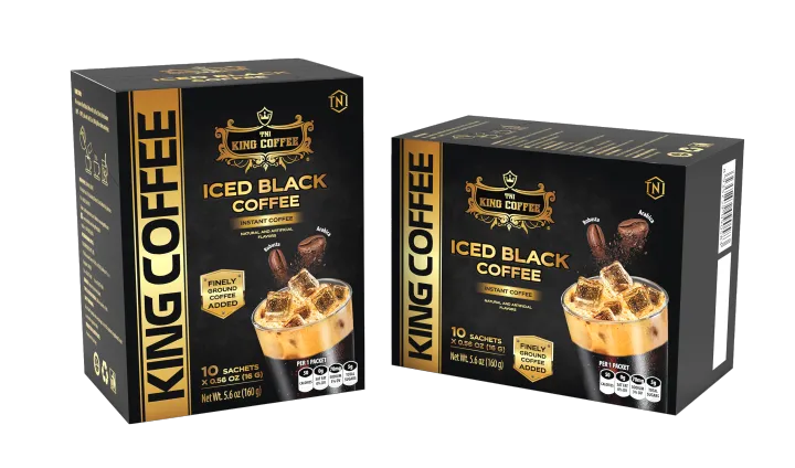 KING COFFEE Iced Black instant coffee - Box 160g (10 sachets x 16g) EE