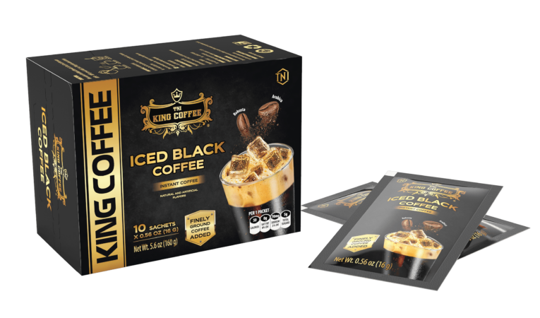 KING COFFEE Iced Black instant coffee - Box 160g (10 sachets x 16g) - box + sanchets