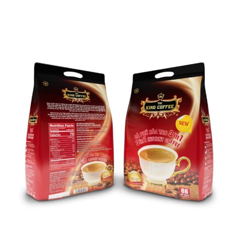 King coffee 3in1 instant - Bag 88 sticks x16gr - front back