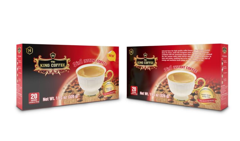 King coffee 3in1 instant - Hộp 20 sachets x 16gr - FRONT BACK