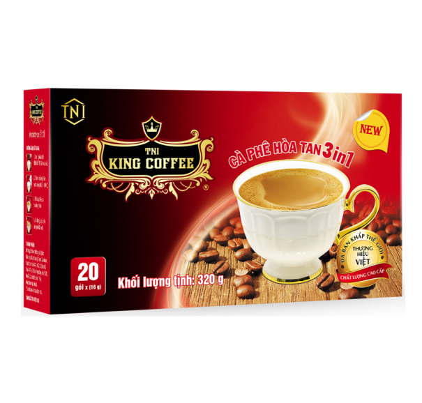 King coffee 3in1 instant - Hộp 20 sachets x 16gr (VV) - Không hình