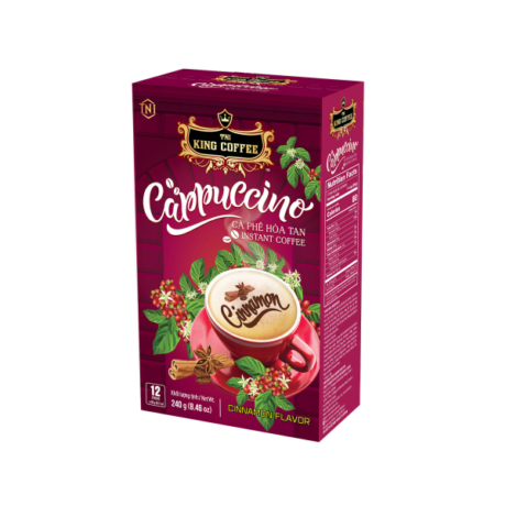 King coffee Cappuccino Cinnamon - Box 12 sticks x 20gr (E/V)
