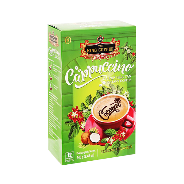 King coffee Cappuccino Coconut - Box 12 sticks x 20gr (EV)
