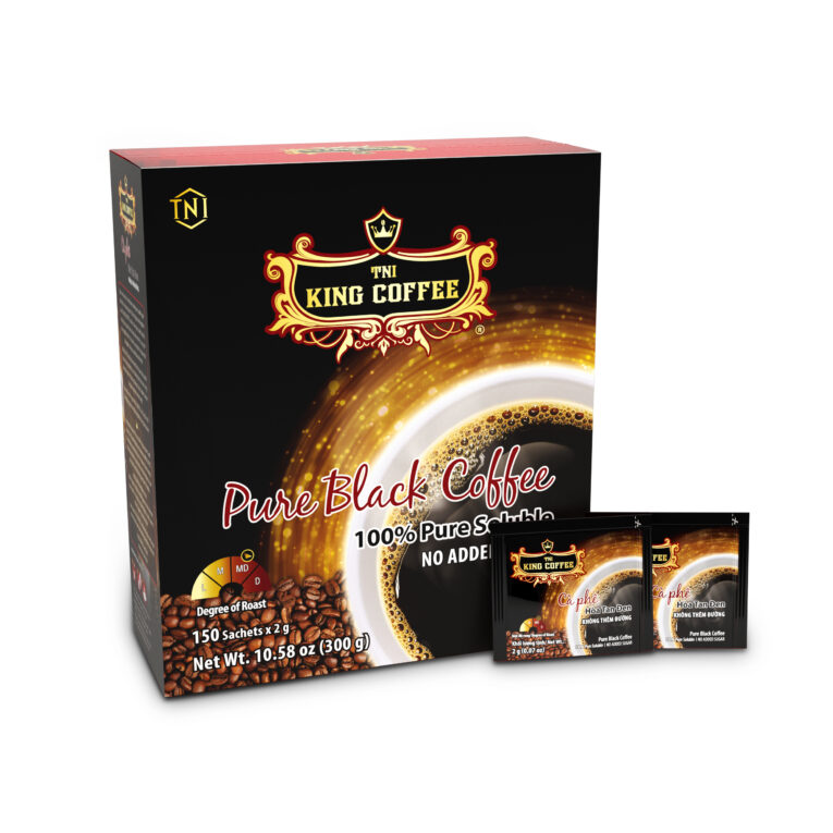 King coffee Pure black instant- Box 150 sachets x 2gr - box + sachets