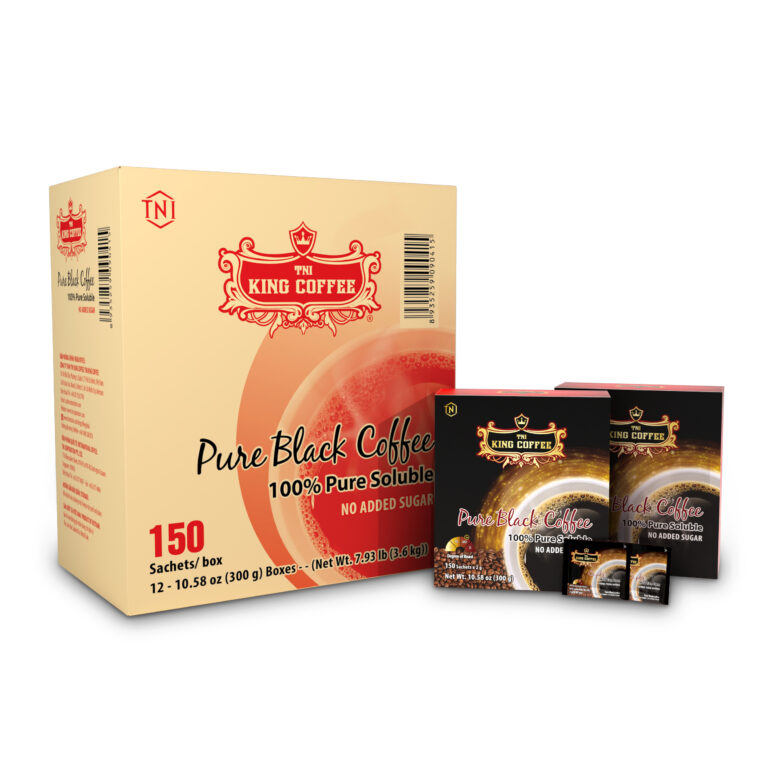 King coffee Pure black instant- Box 150 sachets x 2gr - box + sachets + carton